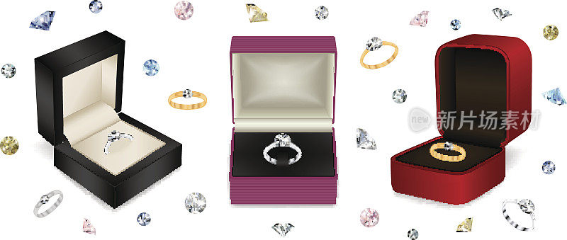 Gift jewelry boxes with diamond rings